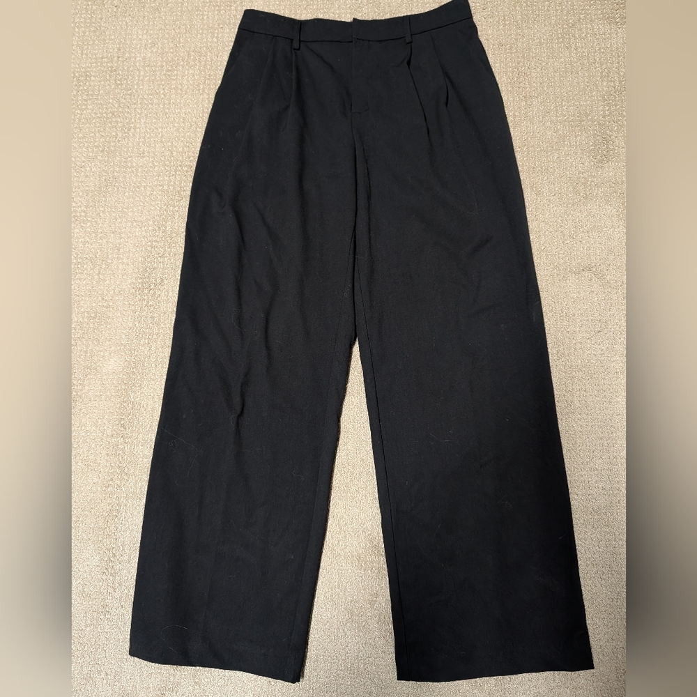 Joie High Rise Wide Leg Trousers Pants Womens 6 Black Relaxed Minimalist Career